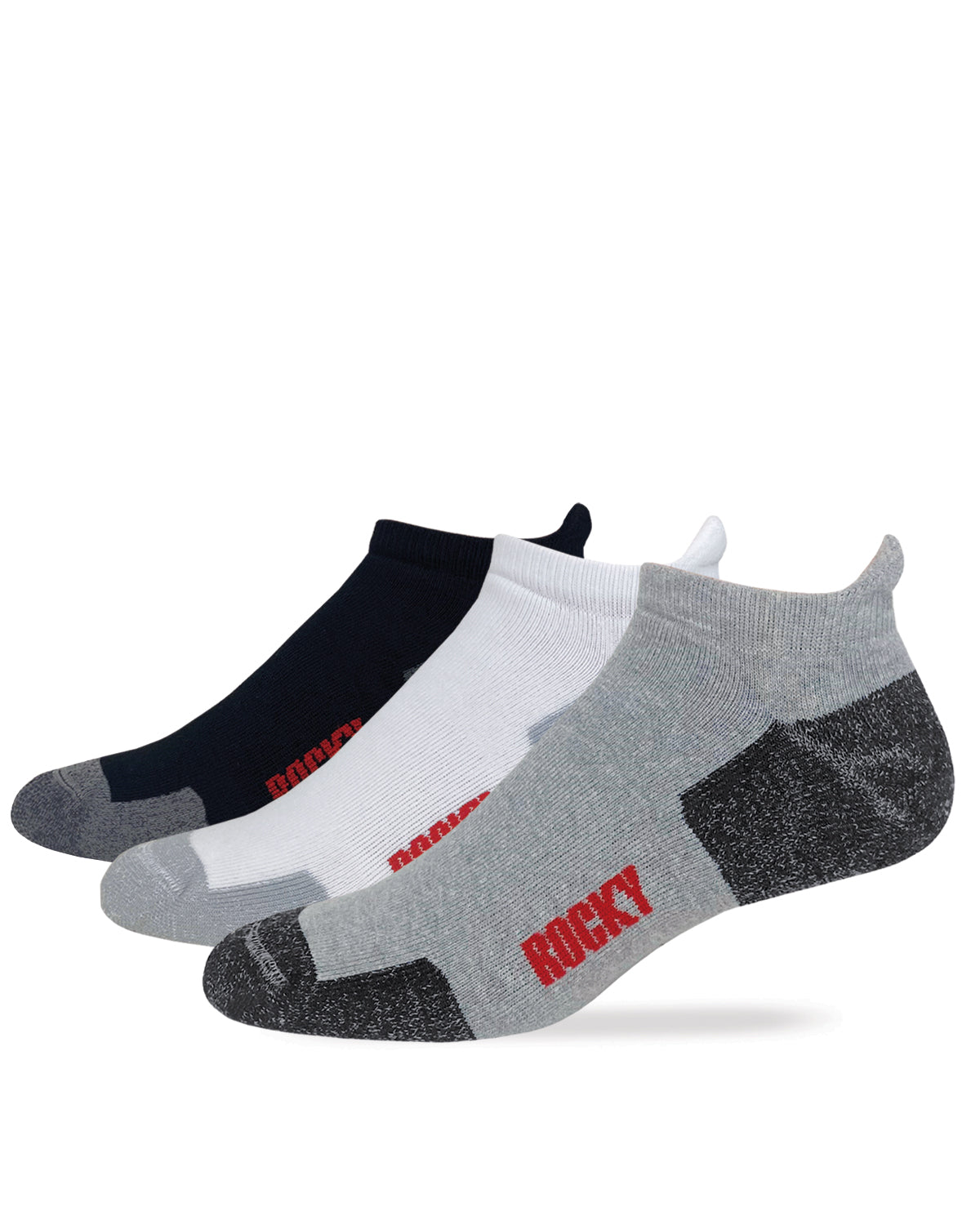Rocky Mens Cotton Full Cushion Low Cut Heel Tab Socks 3 Pack