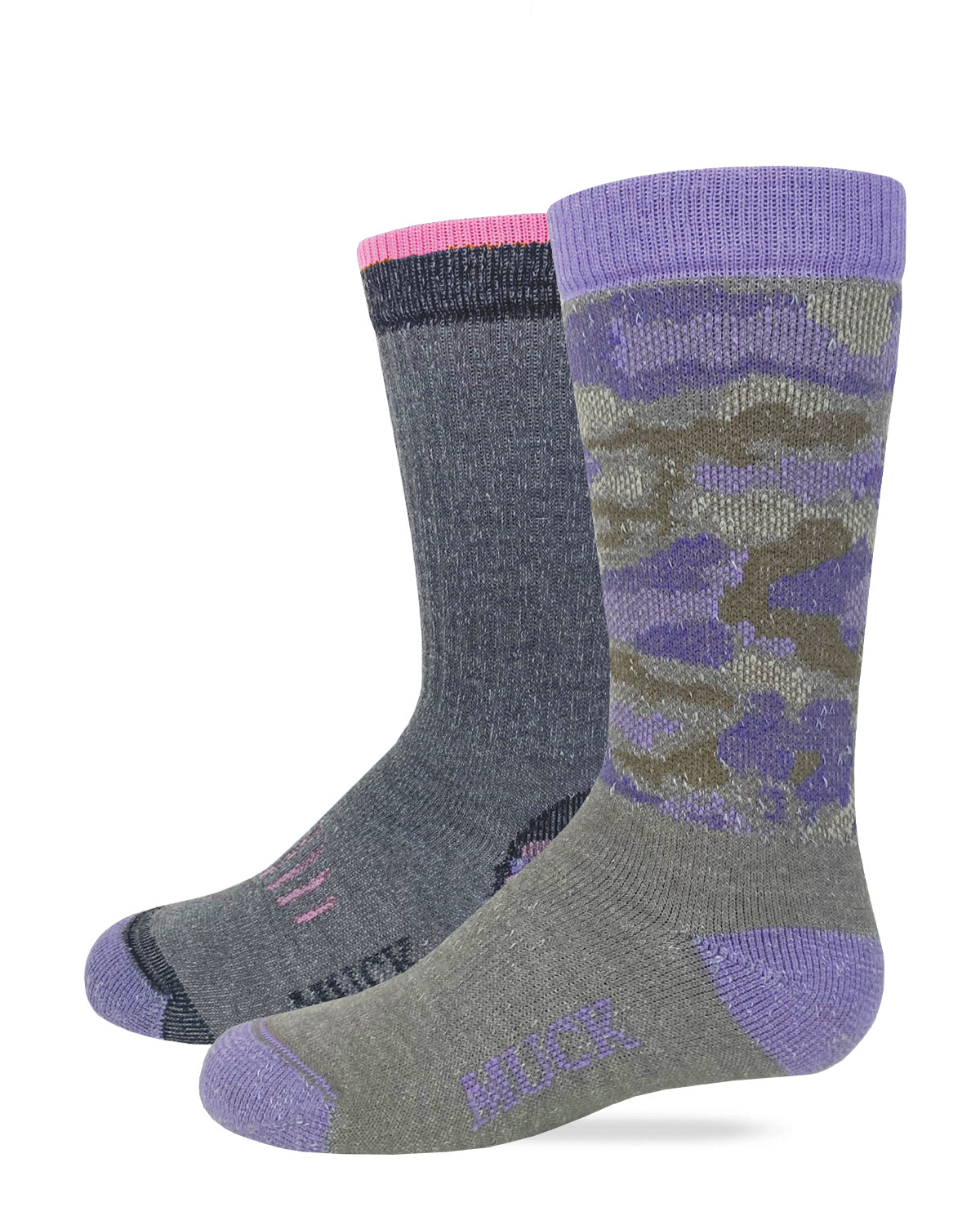 Muck Boot Youth Girls Merino Wool Blend Boot Socks 2 Pack