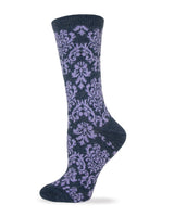 Wise Blend Ladies Merino Wool Blend Damask Crew Socks 1 Pair