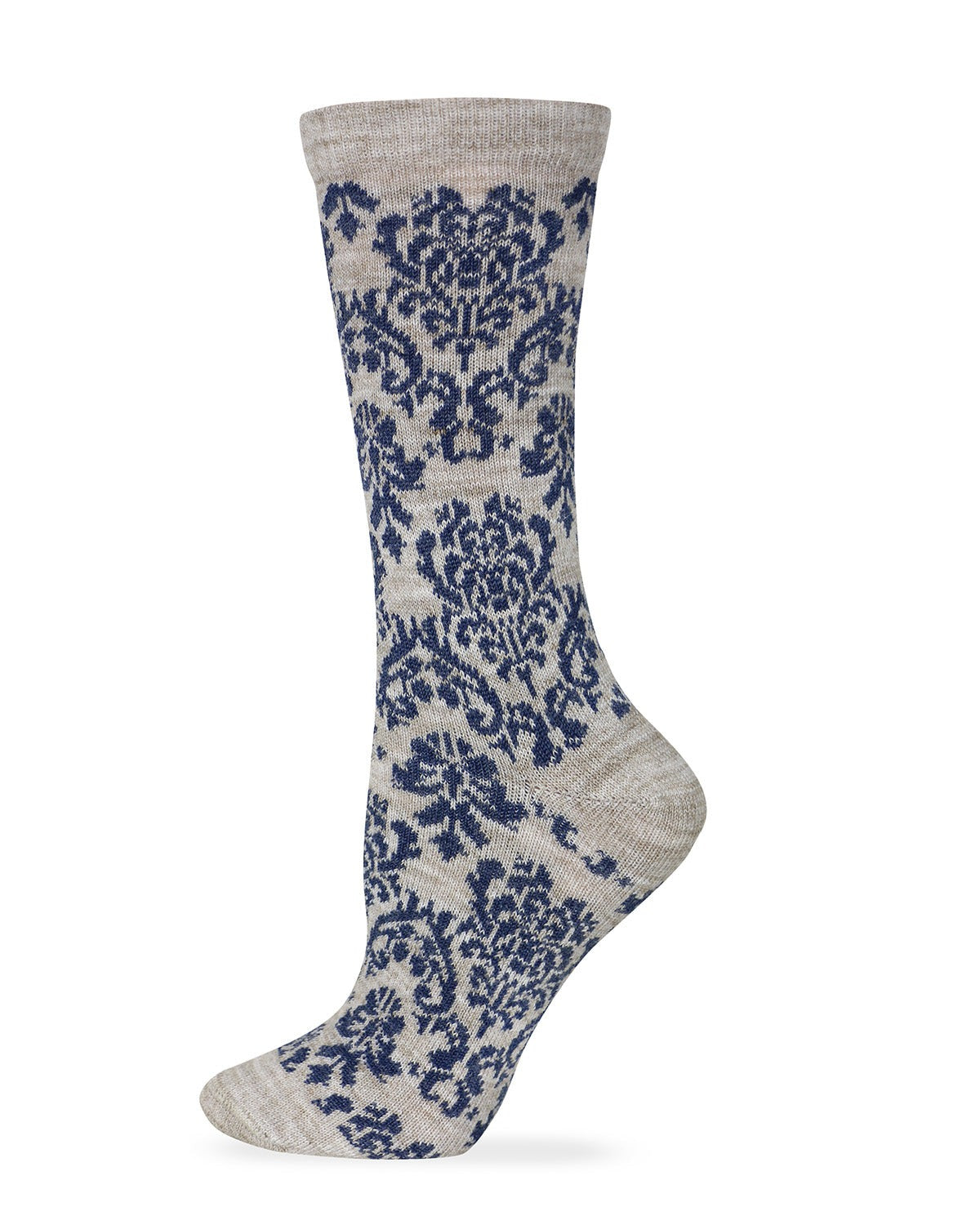 Wise Blend Ladies Merino Wool Blend Damask Crew Socks 1 Pair