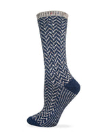 Wise Blend Ladies Chevron Pattern Crew Socks 1 Pair