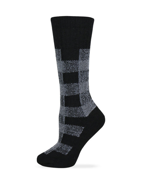 Wise Blend Ladies Merino Wool Blend Plaid Pattern Cushion Socks 1 Pair