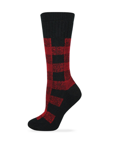 Wise Blend Ladies Merino Wool Blend Plaid Pattern Cushion Socks 1 Pair