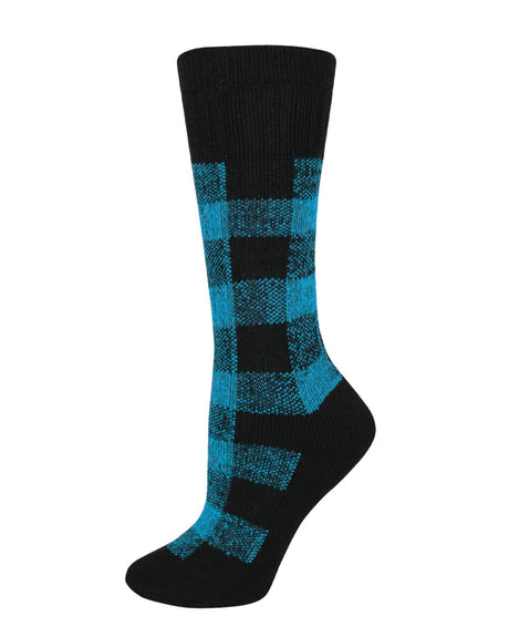 Wise Blend Ladies Merino Wool Blend Plaid Pattern Cushion Socks 1 Pair