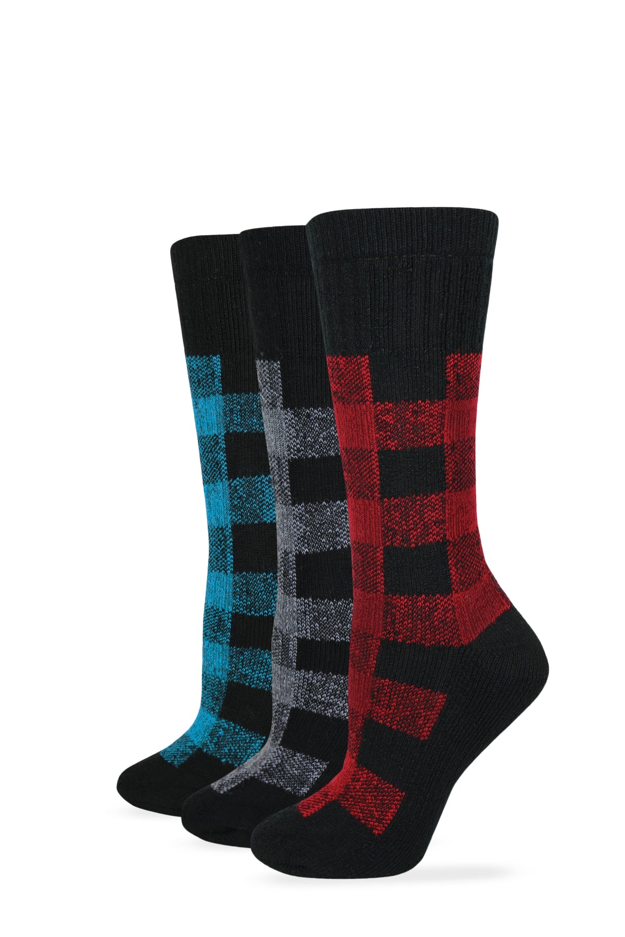 Wise Blend Ladies Merino Wool Blend Plaid Pattern Cushion Socks 1 Pair