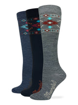 Wrangler Ladies Aztec Tall Merino Wool Blend Boot Sock 1 Pair