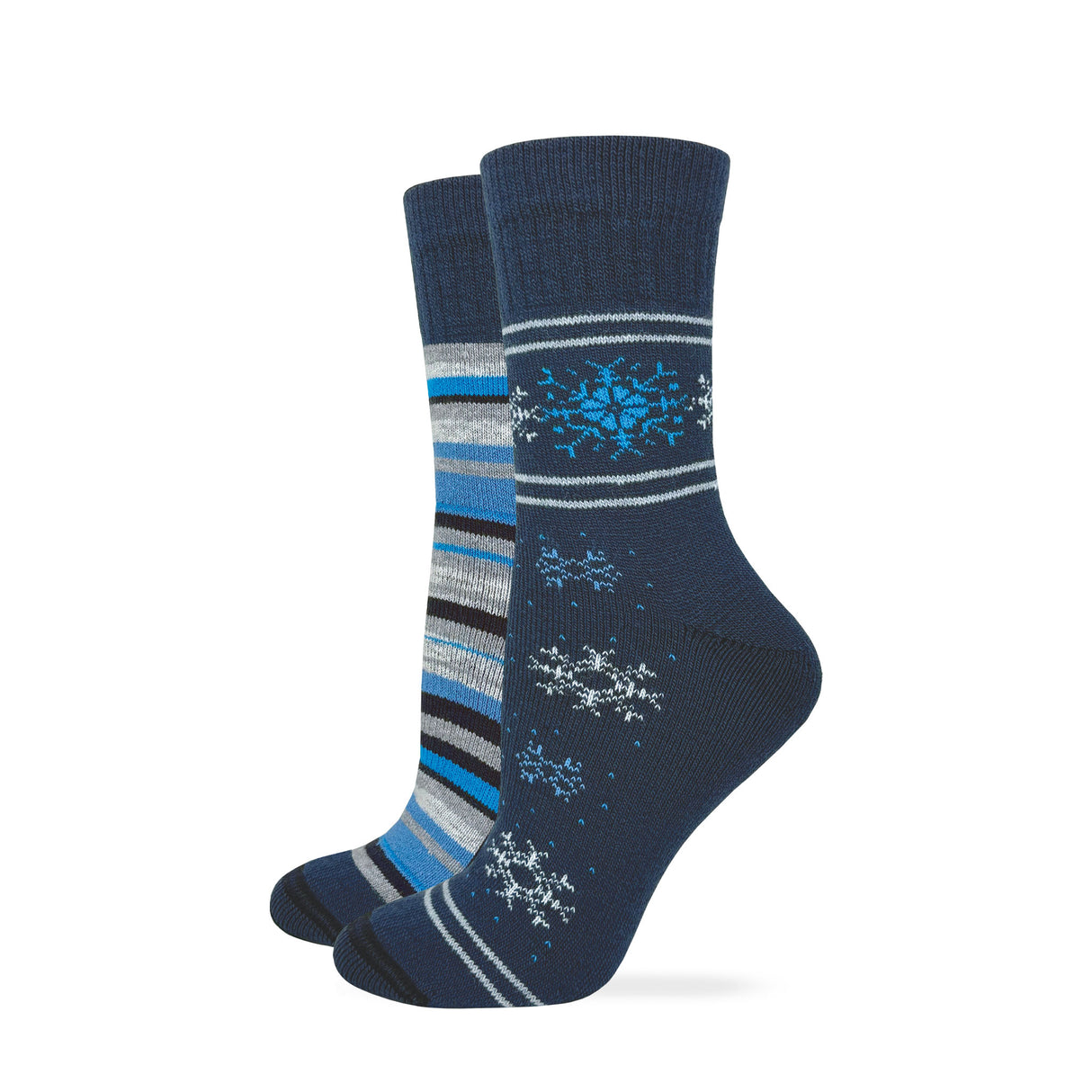 Wise Blend Ladies Merino Wool Snowflake Stripe Micro Crew Socks 2 Pack