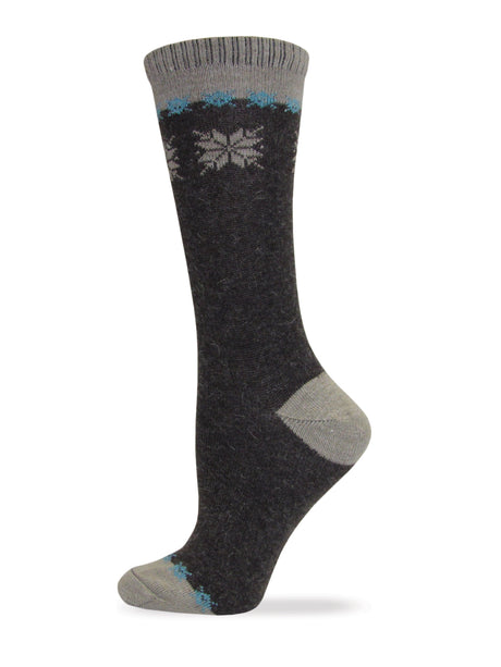 Wise Blend Ladies Angora Snow Flake Crew Socks 1 Pair