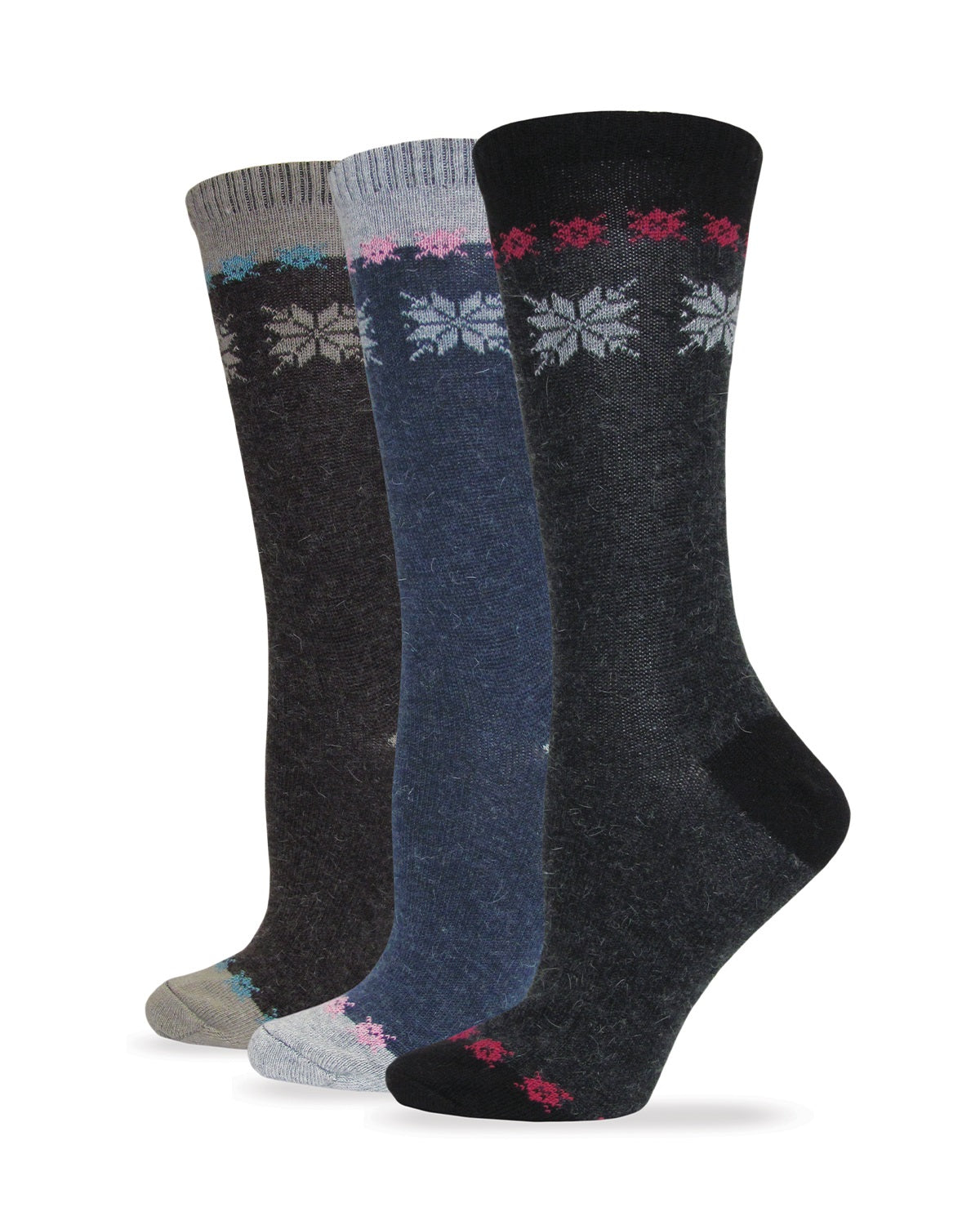 Wise Blend Ladies Angora Snow Flake Crew Socks 1 Pair