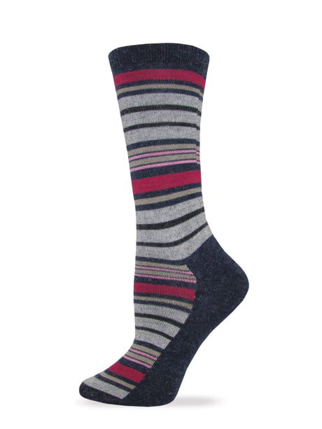 Wise Blend Ladies Angora Stripe Crew Socks 1 Pair