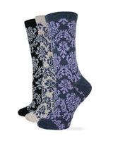 Wise Blend Ladies Merino Wool Blend Damask Crew Socks 1 Pair