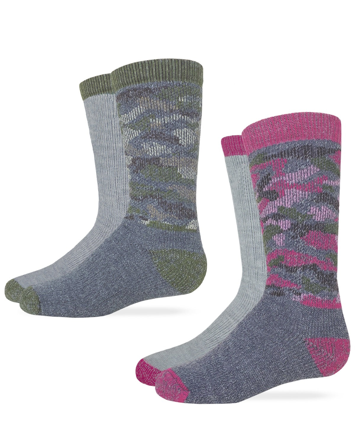 Carolina Ultimate Youth Boys Girls Camo Merino Wool Blend Boot Socks 2 Pack