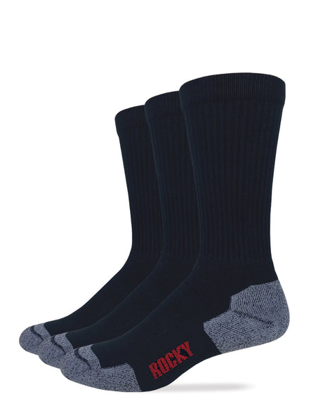 Rocky Mens Cotton Full Cushion Crew Socks 3 Pack