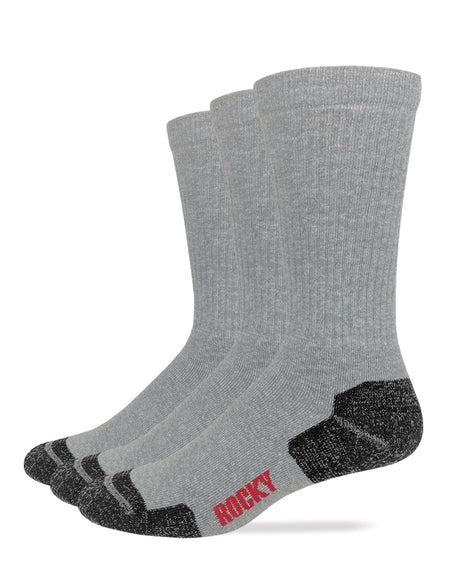 Rocky Mens Cotton Full Cushion Crew Socks 3 Pack