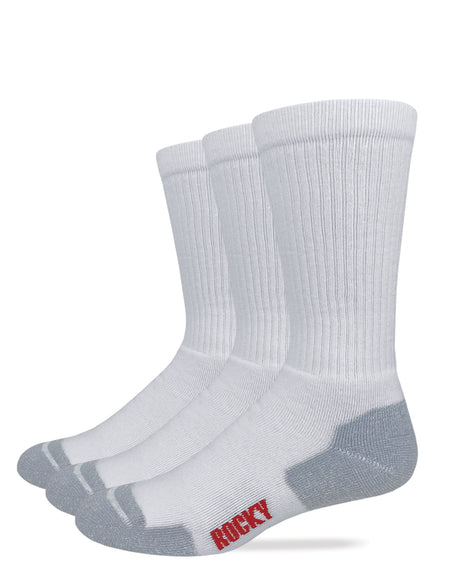 Rocky Mens Cotton Full Cushion Crew Socks 3 Pack