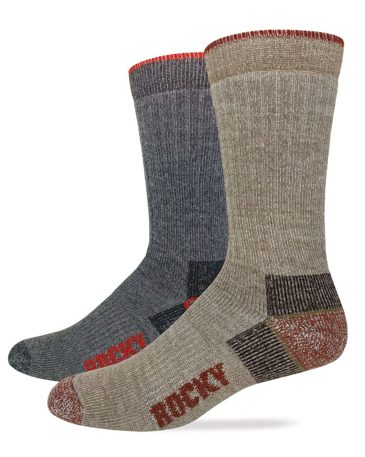 Rocky Mens Heavyweight Merino Wool Blend Mid Calf Boot Socks 2 Pack