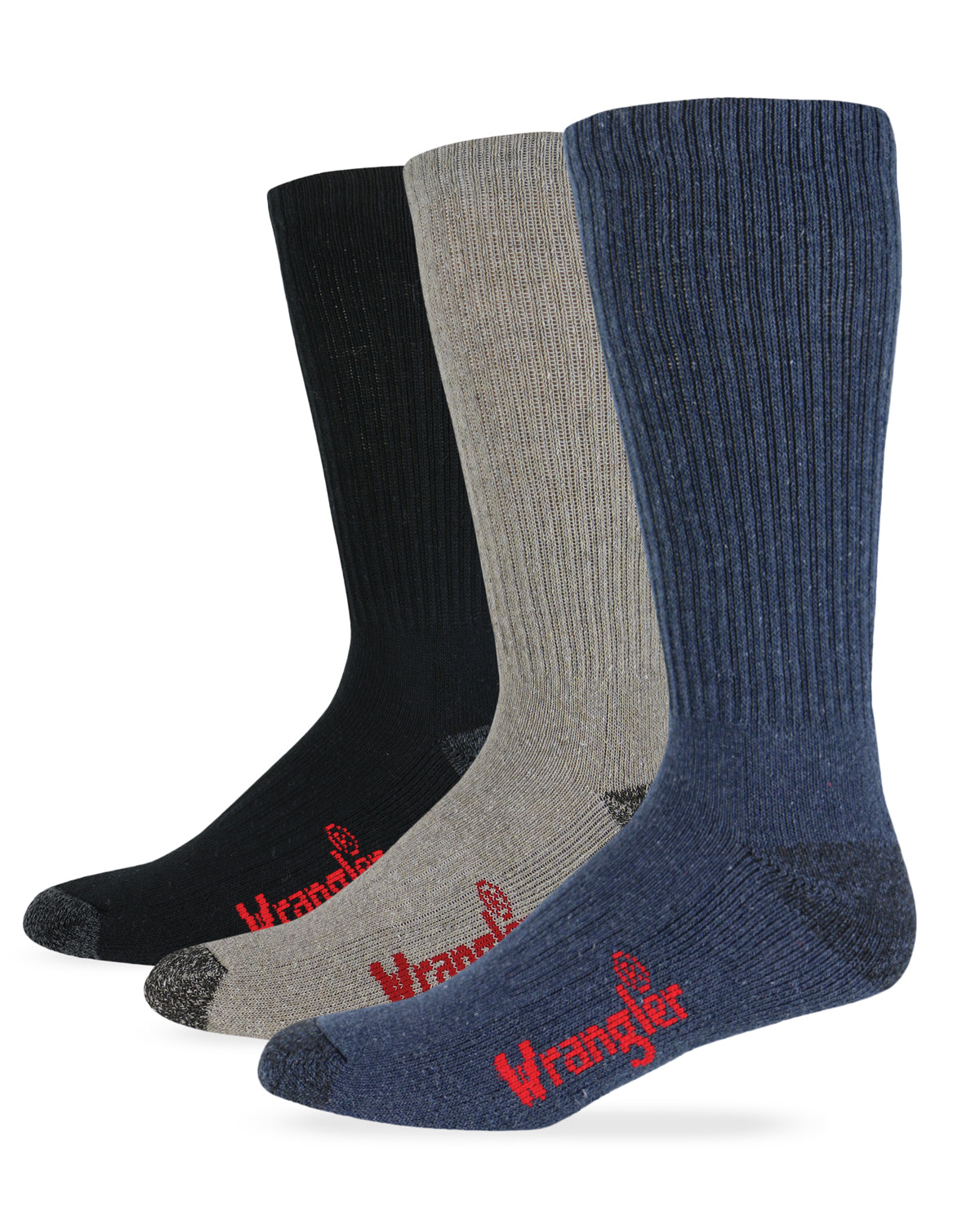 Wrangler Men's Casual Cotton Work Boot Socks 3 Pack