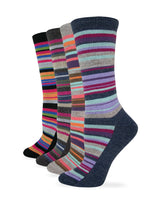 Wise Blend Ladies Merino Wool Blend Striped Pattern Crew Socks 1 Pair