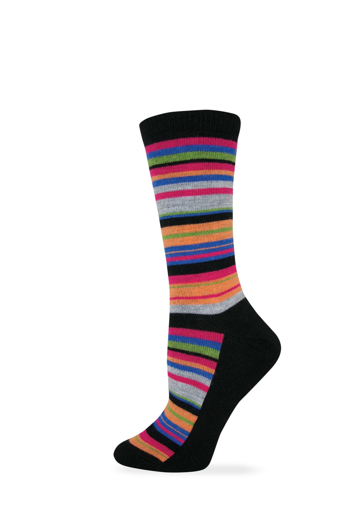 Wise Blend Ladies Merino Wool Blend Striped Pattern Crew Socks 1 Pair