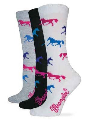 Wrangler Ladies Horse Pattern Crew Socks 1 Pair