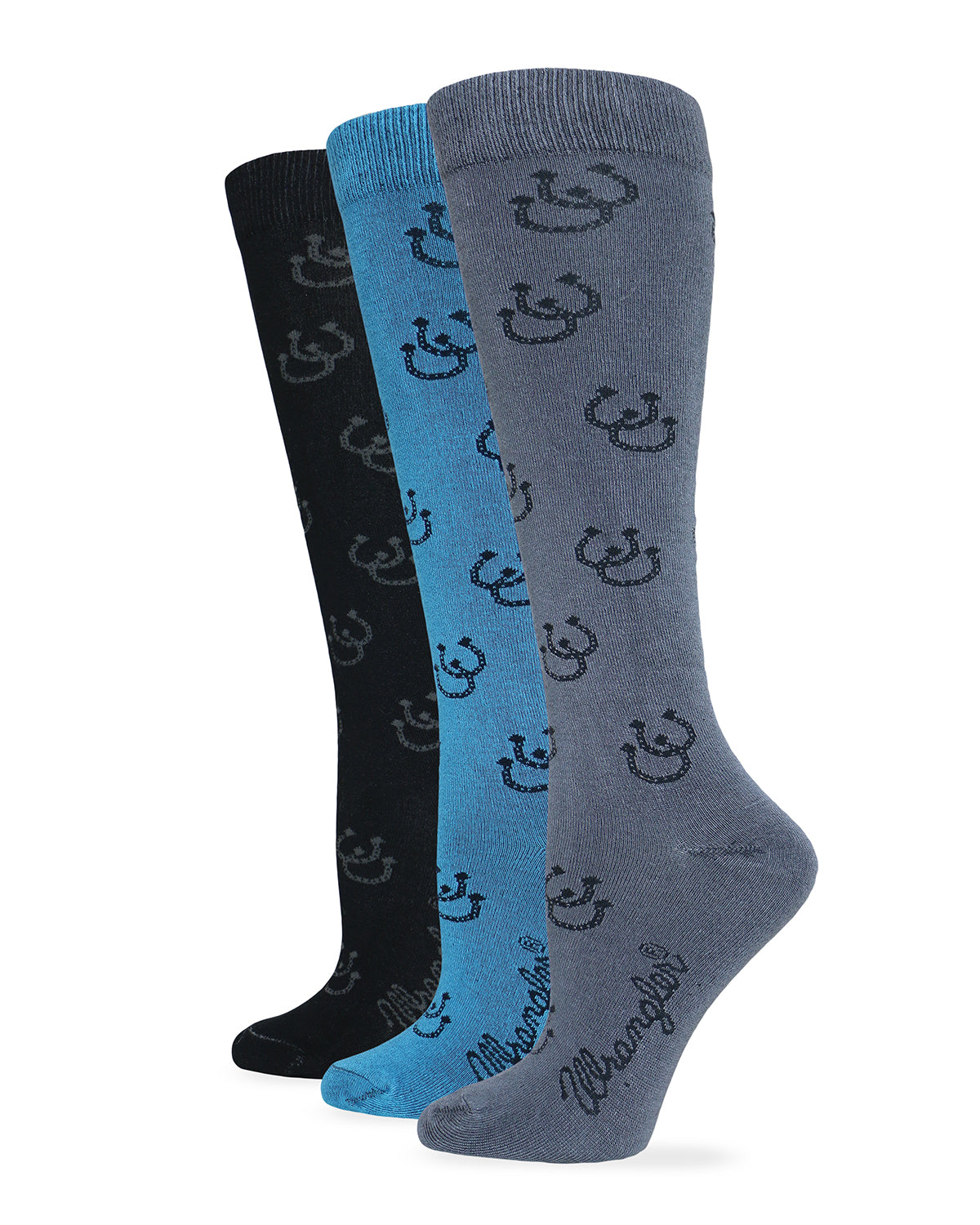 Wrangler Ladies Horse Shoe Knee High Boot Socks 3 Pack