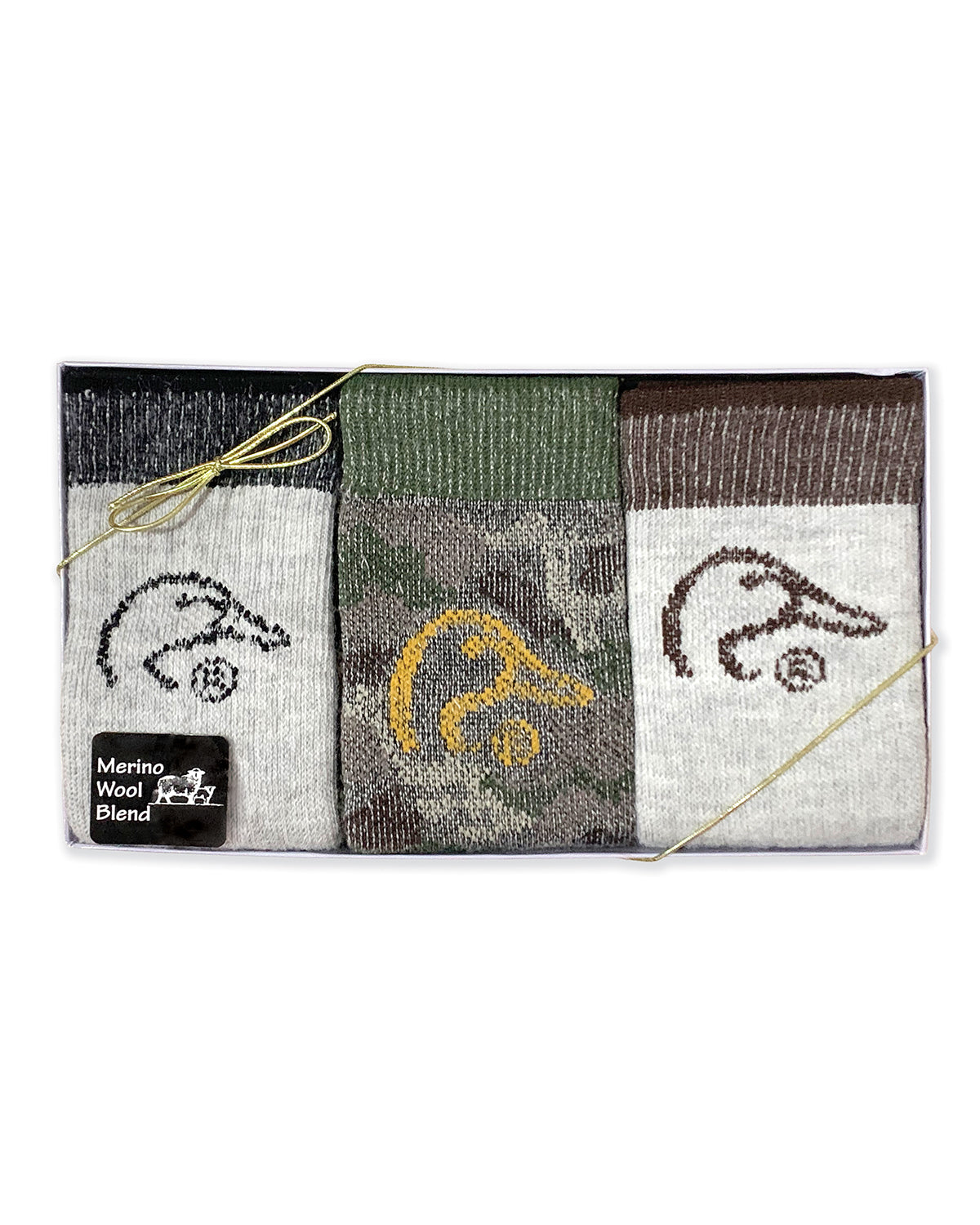 Ducks Unlimited Men's Merino Wool Blend Camo Mid Calf Boot Socks Gift Box 3 Pack